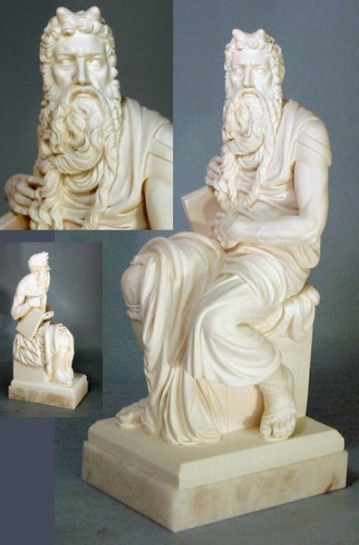 Moses by Michelangelo Sculpture Marble Figurine Reproduction Statue